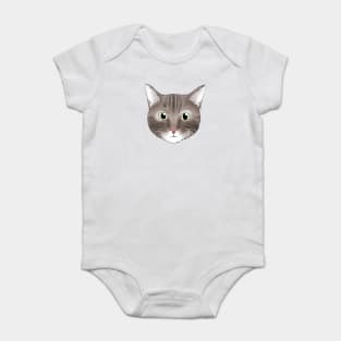 Tabby Cat Face Baby Bodysuit